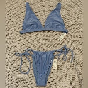 Aerie Periwinkle Blue Ribbed Bikini Set